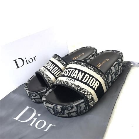 dior strap back shoes|Dior wedge slide sandals.